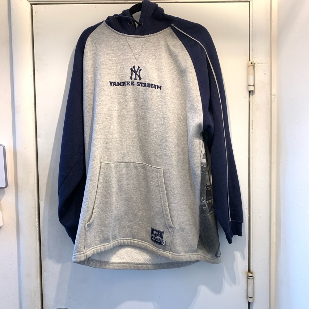 Majestic New York Yankees Stadium Final Season 2008 Hoodie Size Large 2 Sided